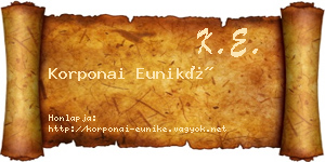 Korponai Euniké névjegykártya